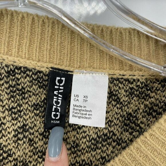 Cropped Animal Print Sweater Womens Size XS Cheetah Leopard Knit Top H&M Brown - Picture 4 of 5